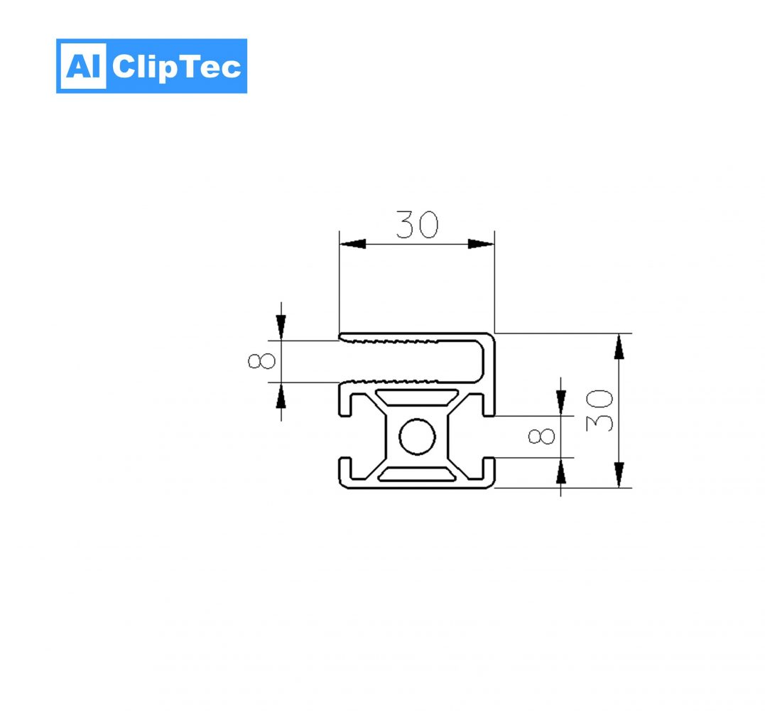 Aluprofil 30x30 S1 Querschnitt - aluboerse
