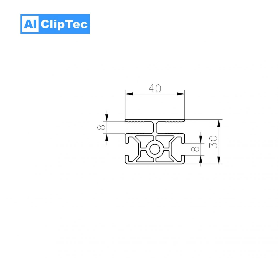Aluprofil 30x40 S1 Querschnitt - aluboerse