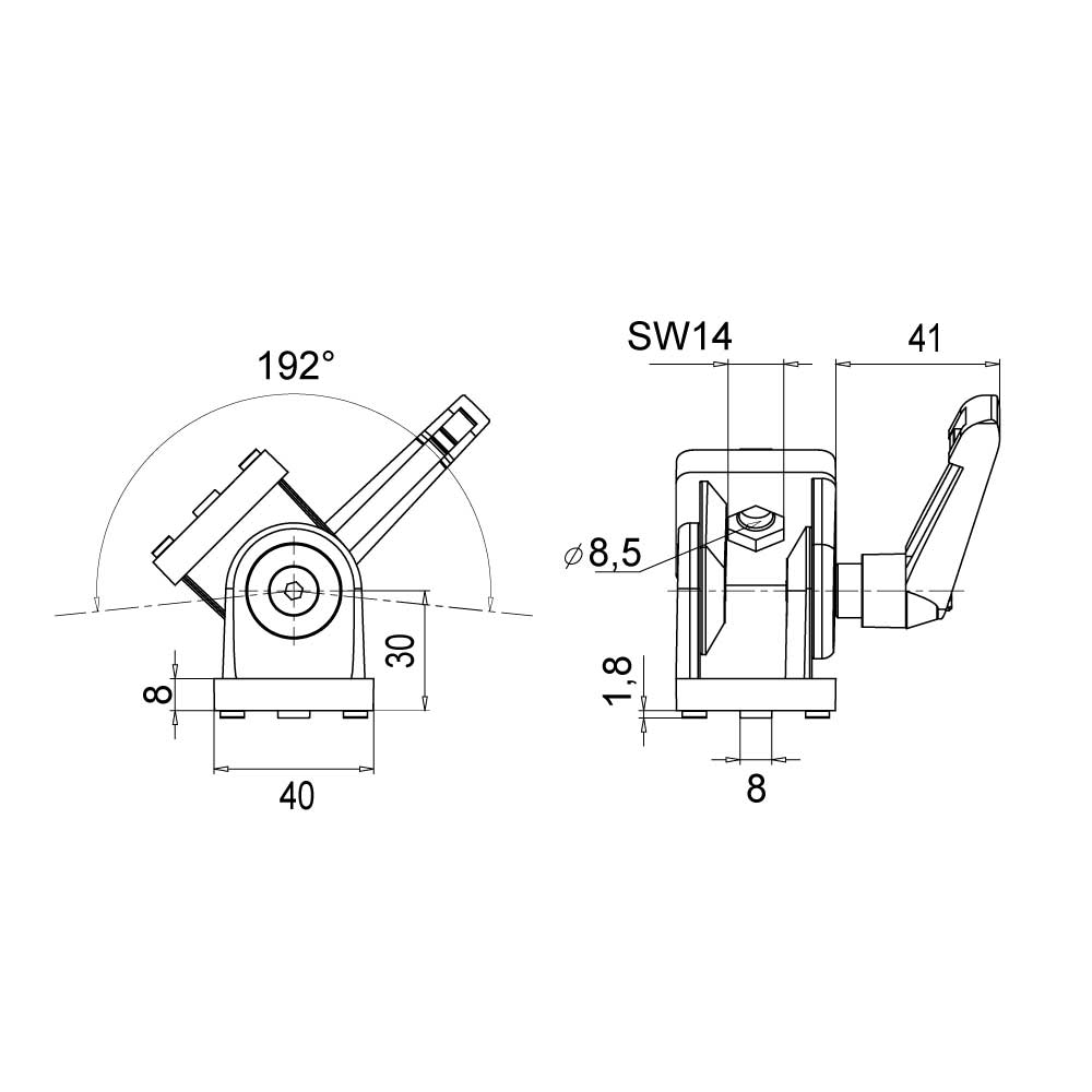 Gelenk-Klemmhebel 40