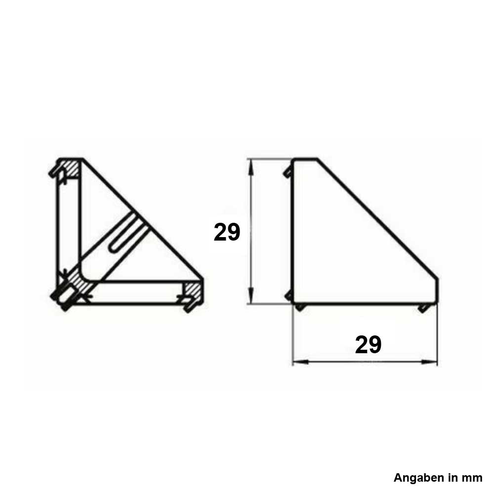 Kappe Winkel 30x30 Querschnitt