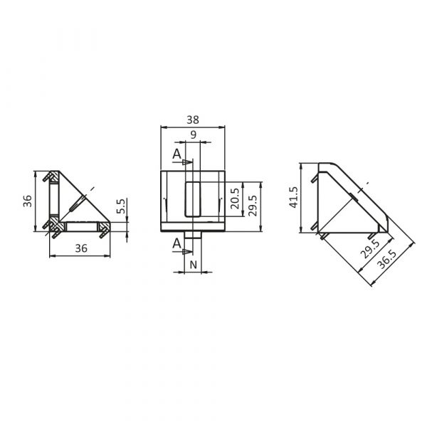 Querschnitt-Winkel 40x40