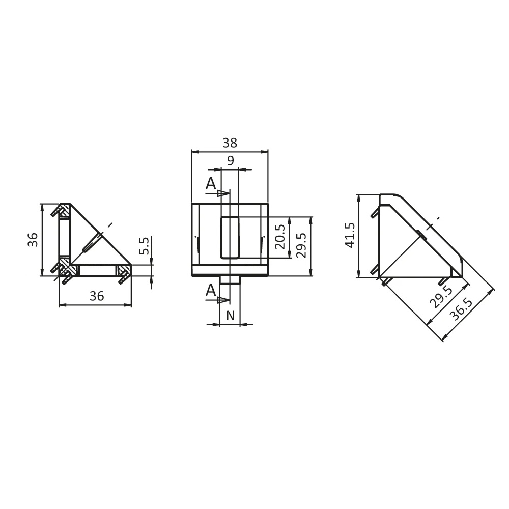 Querschnitt-Winkel 40x40