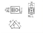 45° Winkelverbinder für 20x20 Nut 5 Aluprofil