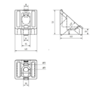 45° Winkelverbinder für 40x40 Nut 8 Aluprofil