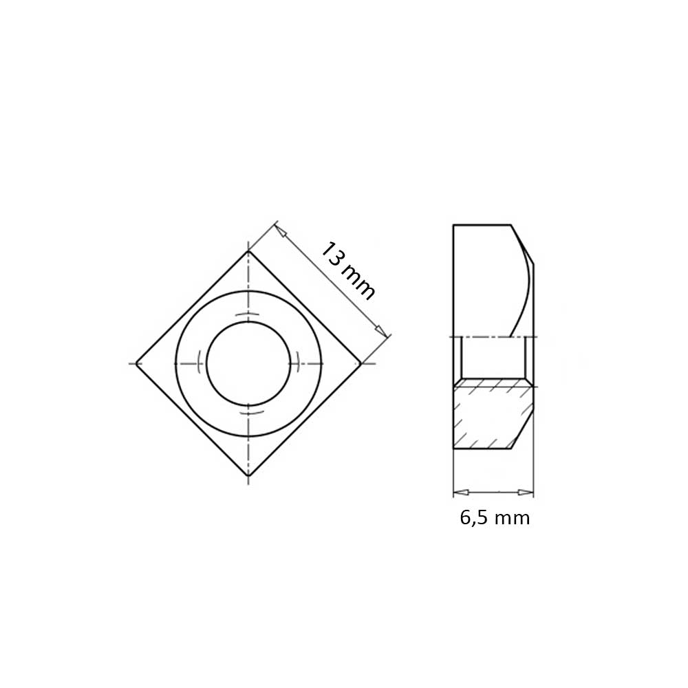 vierkantmutter M8 zeichnung