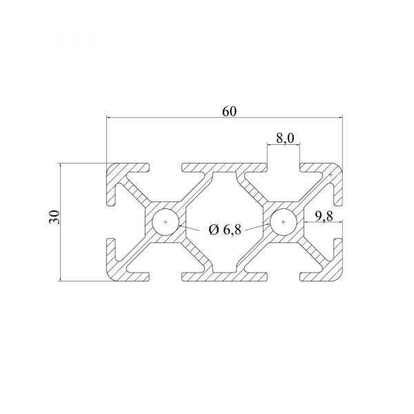 Aluprofil AlClipTec 30x60 Nut 8